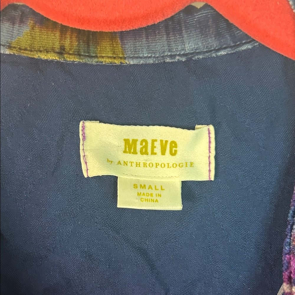 Maeve BOHO Velvet Floral Tiered Tunic in Blue, Purple and Olive - Picture 2 of 10